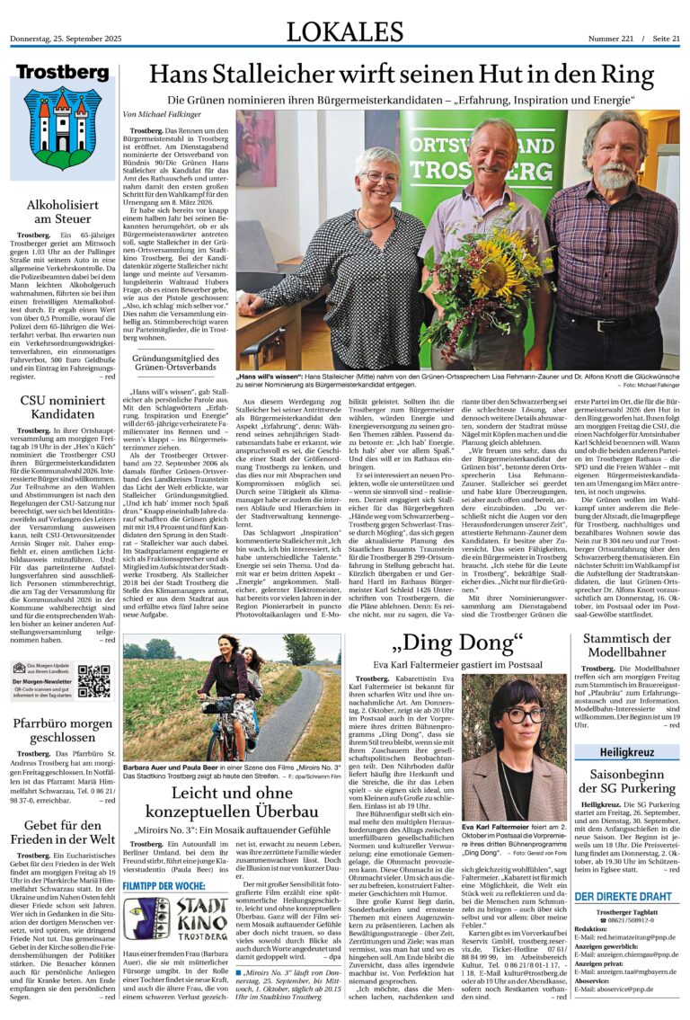 Hans Stalleicher zum Bürgermeisterkandidat der Trostberger Grünen nominiert
