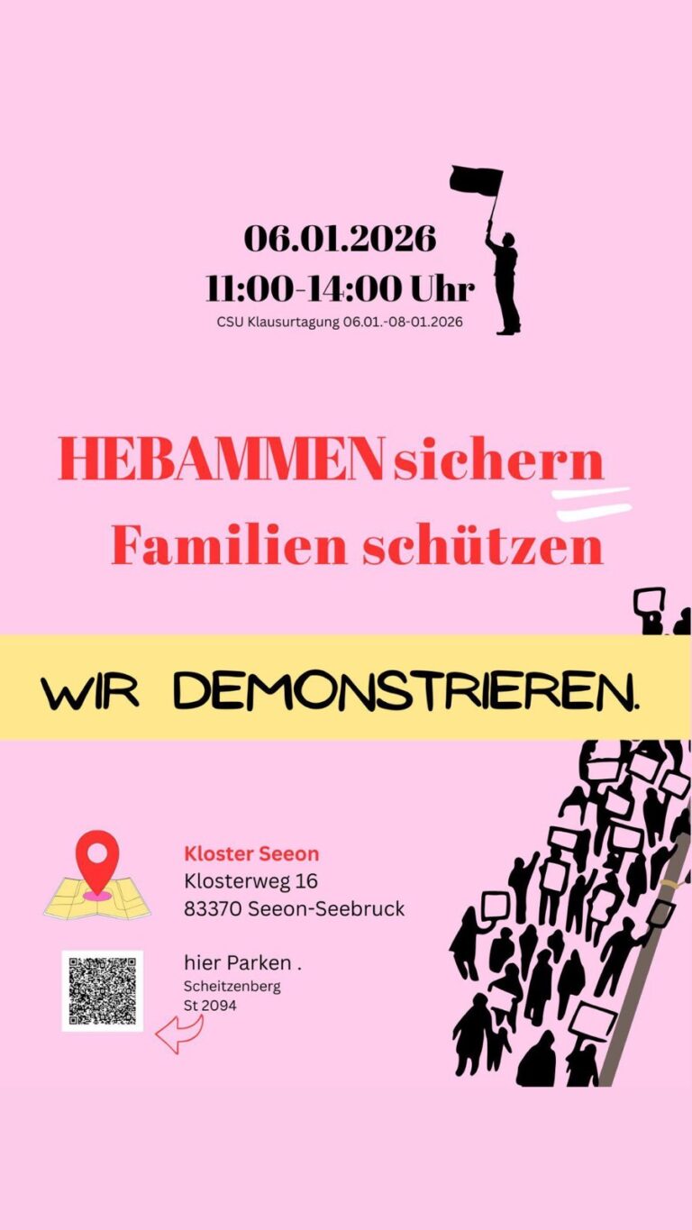 Wir demonstrieren: Hebammen sichern, Familien schützen